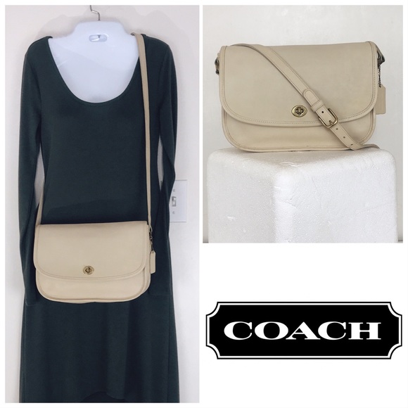 Coach Handbags - Coach RARE VTG Cream Leather City Flap Crossbody